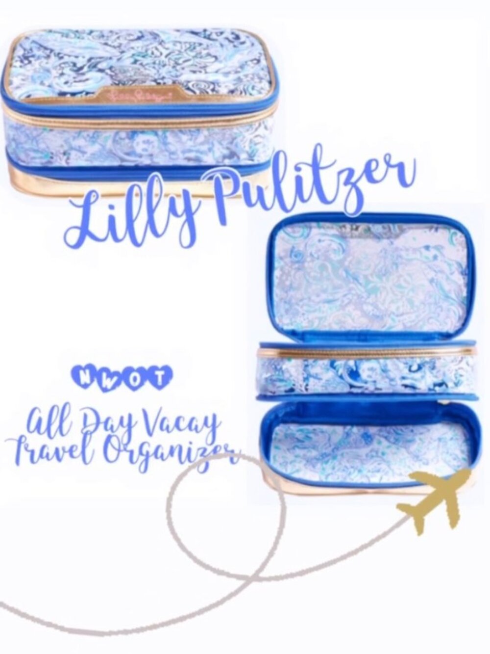 Cute Lilly Pulitzer All Day Vacay Travel Organizer Royal Purple 60 animals